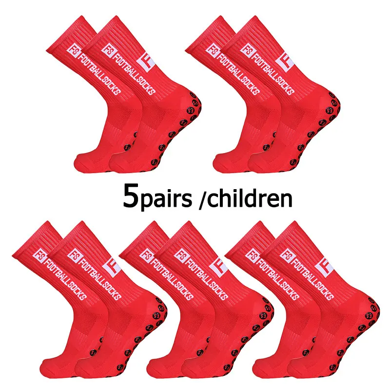 5 pairs 34-39 of multi-color adhesive dots for anti slip sweat absorption and odor prevention Children's FS football socks