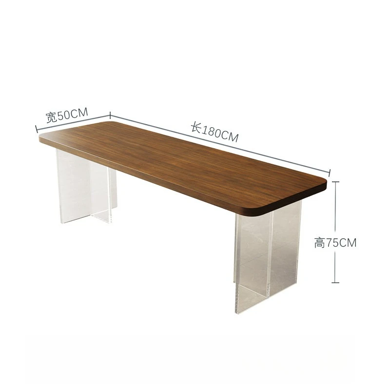 Nordic Acrylic Floating Solid Wood Desk Italian Minimalist Bedroom Computer Desk Creative Study Furniture Zwevend Bureau FYFD view 6