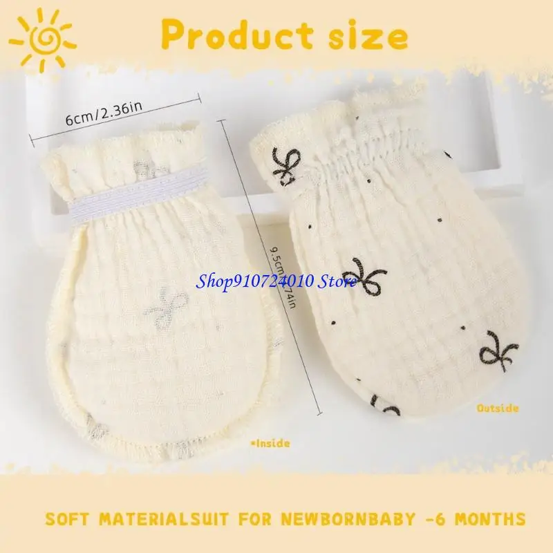 77HD Guanti morbidi per neonati Guanti per neonati lavabili antigraffio in tessuto cotone per protezione della pelle da 0 a 2