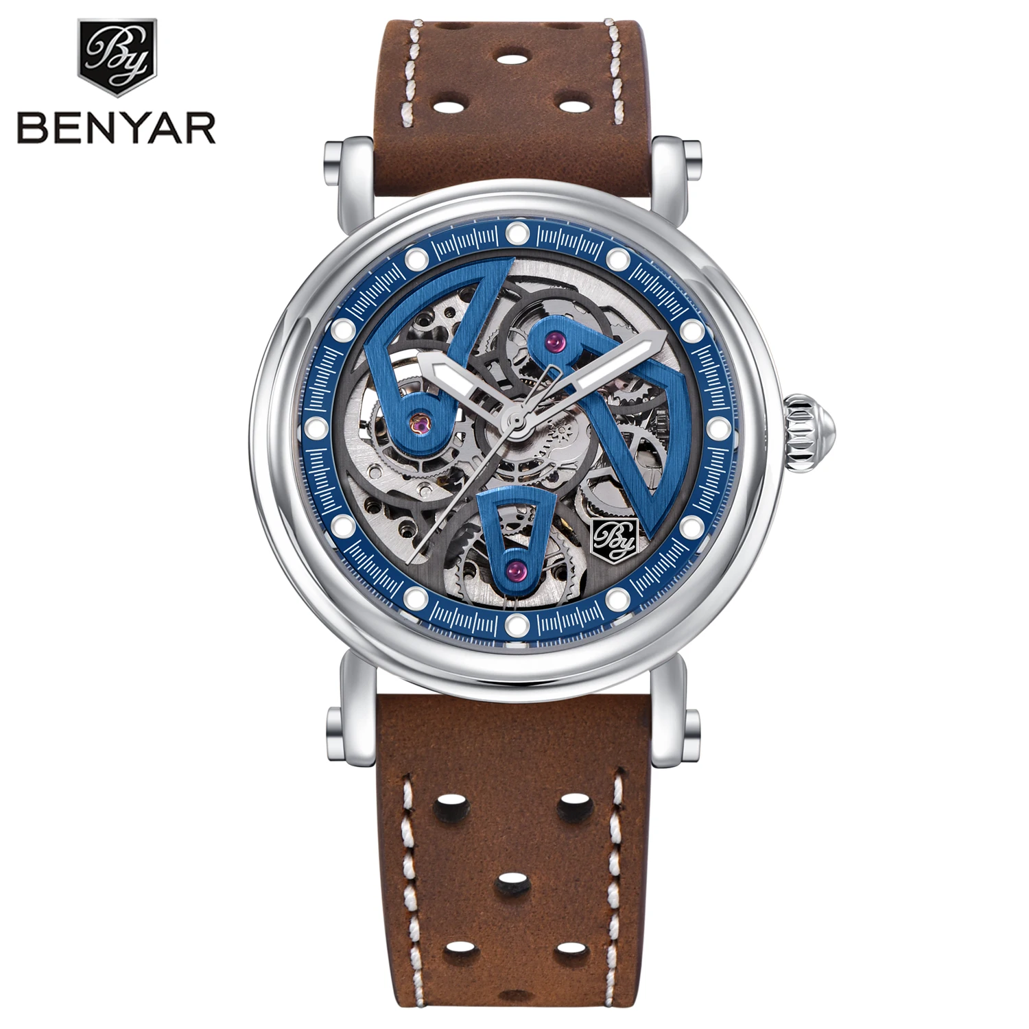 BENYAR 2023 nuovi orologi da uomo Hollow Luxury orologio meccanico automatico per uomo sport orologio in pelle impermeabile regalo Reloj Hombre