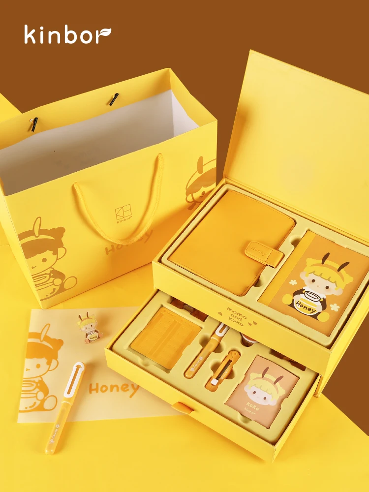 kinbor-honey-notebook-gift-box-set-licence-cute-blind-box-hand-ple-graduation-children's-day-gift-birthday-korean-staacquering