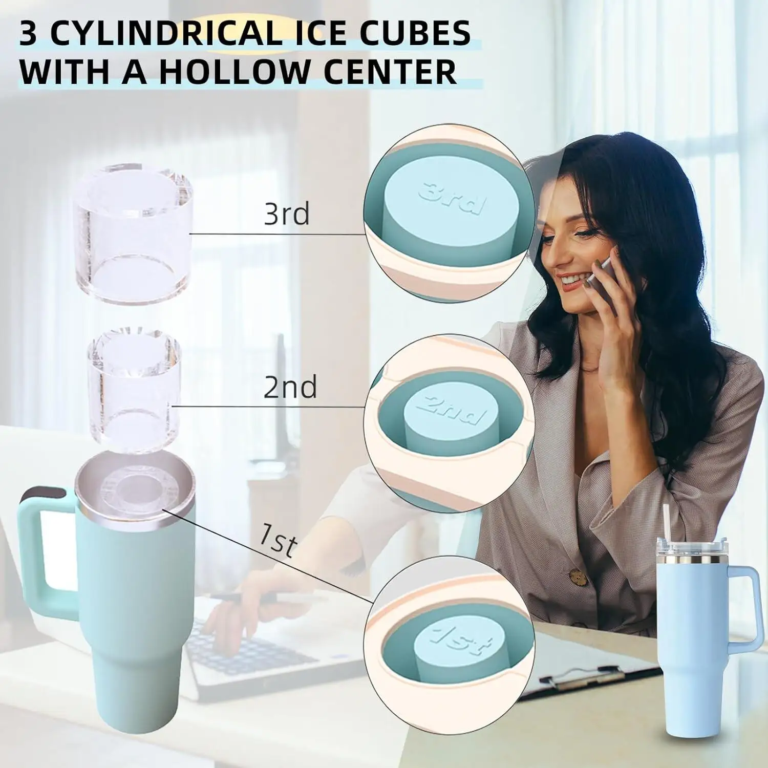 Vassoio cubico per - Stampo cilindrico di 3 dimensioni per bicchiere da 20-40 once