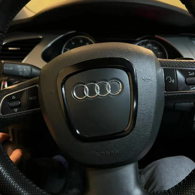 تصفيف السيارة عجلة القيادة مركز شارة الديكور غطاء لأودي A3 8P A4 B7 A5 A6 C6 A7 A8 Q5 Q7 Sline شعار ملصقات حلقة الكسوة #5