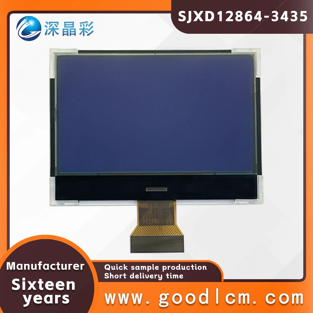 Écran LCD COG haute durée de vie SJXD12864-3435 STN, graphique négatif à faible consommation d'énergie, matrice de points, haute luminosité 12864
