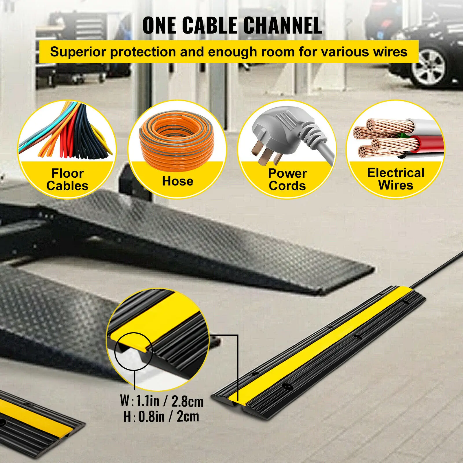 4x 1-Channel Hose Bridge Cable Bridge Truck/car Overrun Protection Cable Protection Bridge Cable Board