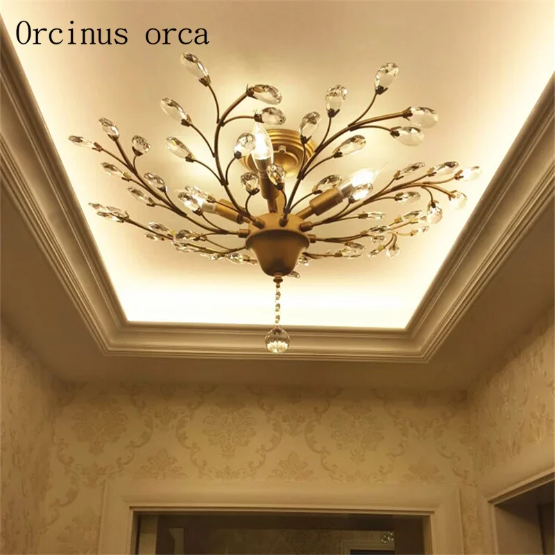 Modern Nordic K9 Crystal LED Ceiling Lights Fixture Gold Black Home Lamps for Living Room Bedroom Kitchen Bathroom