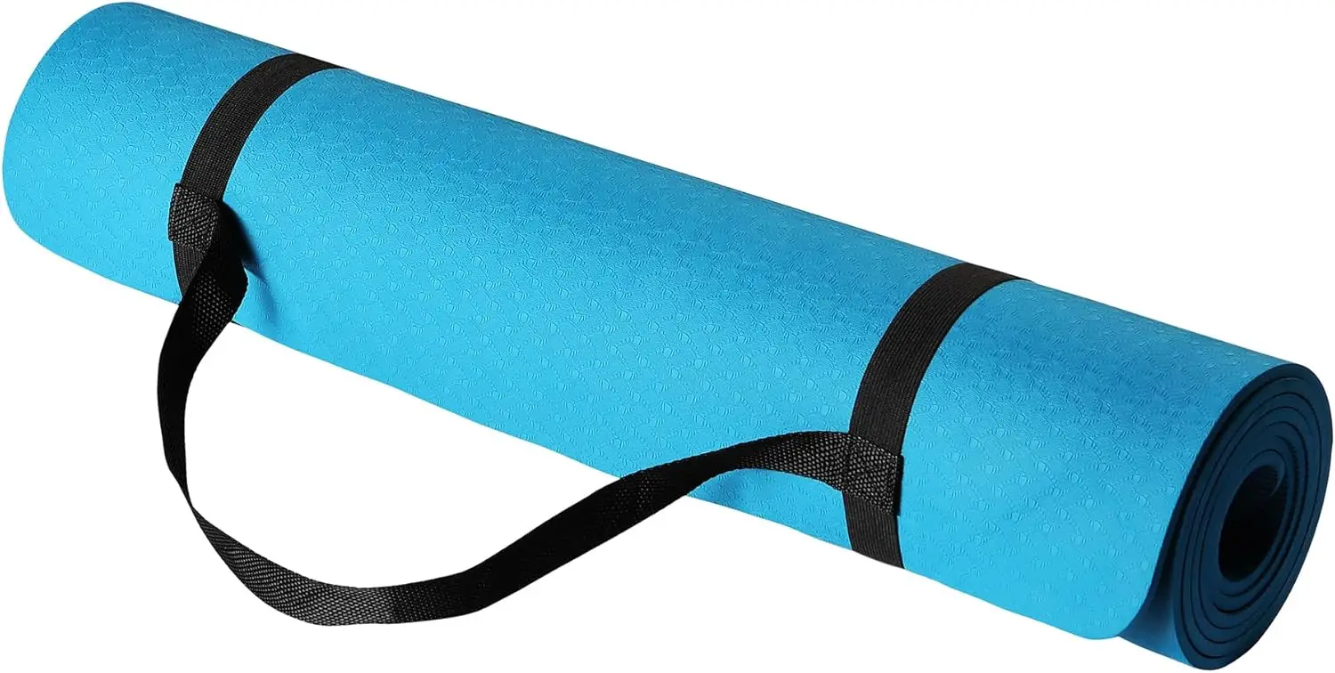 

1/4 Inch Thick TPE Exercise Yoga Mat with Carrying Strap, Non-Slip Surface for Yoga Pilates & Fitness