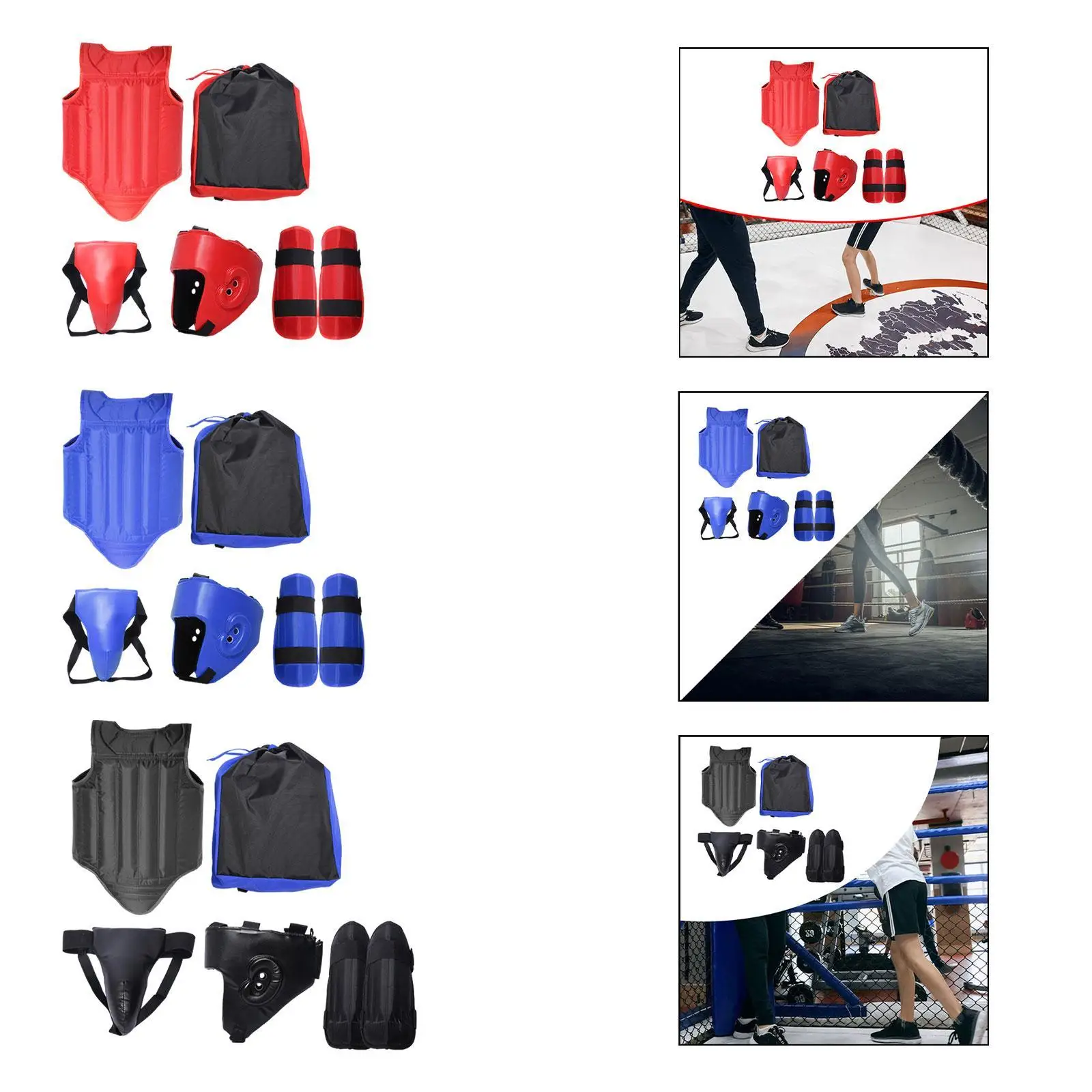 Taekwondo Protector Gear Leg Guards Crotch Protector Professional Equipment Set