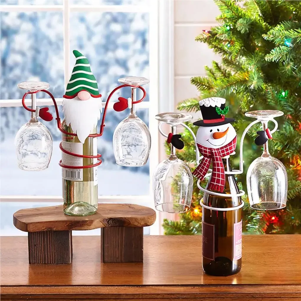 Christmas wine bottle stand Cup rack, two glasses table decoration stand