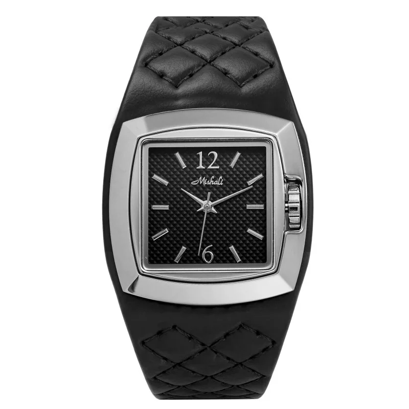 Square Checkered Quartz Watch for Women with Hot Genuine Leather Strap and Waterproof Minimalist Design