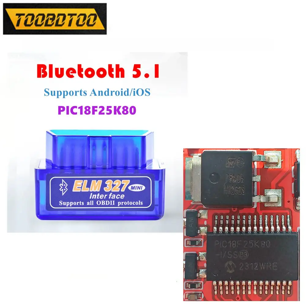 Bluetooth V5.1ELM327 Firmware V1.5 Chip PIC18F25K80 Auto Code Reader Super MINI ELM 327 Works Android Symbian One Board