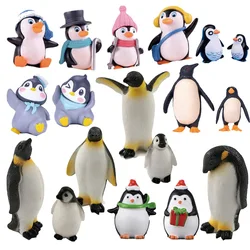 Christmas Penguin Miniature Figurine Cartoon Animal Model Cake Car Home Decoration Craft Fairy Garden Decoration Accessories