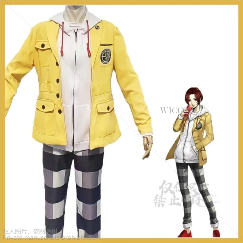 Anime Game P5X: The Phantom X Juraj Jánošík Cosplay Costume Wig Yellow Coat Hoodies Uniform Adult Man DK JK School Uniform Suit