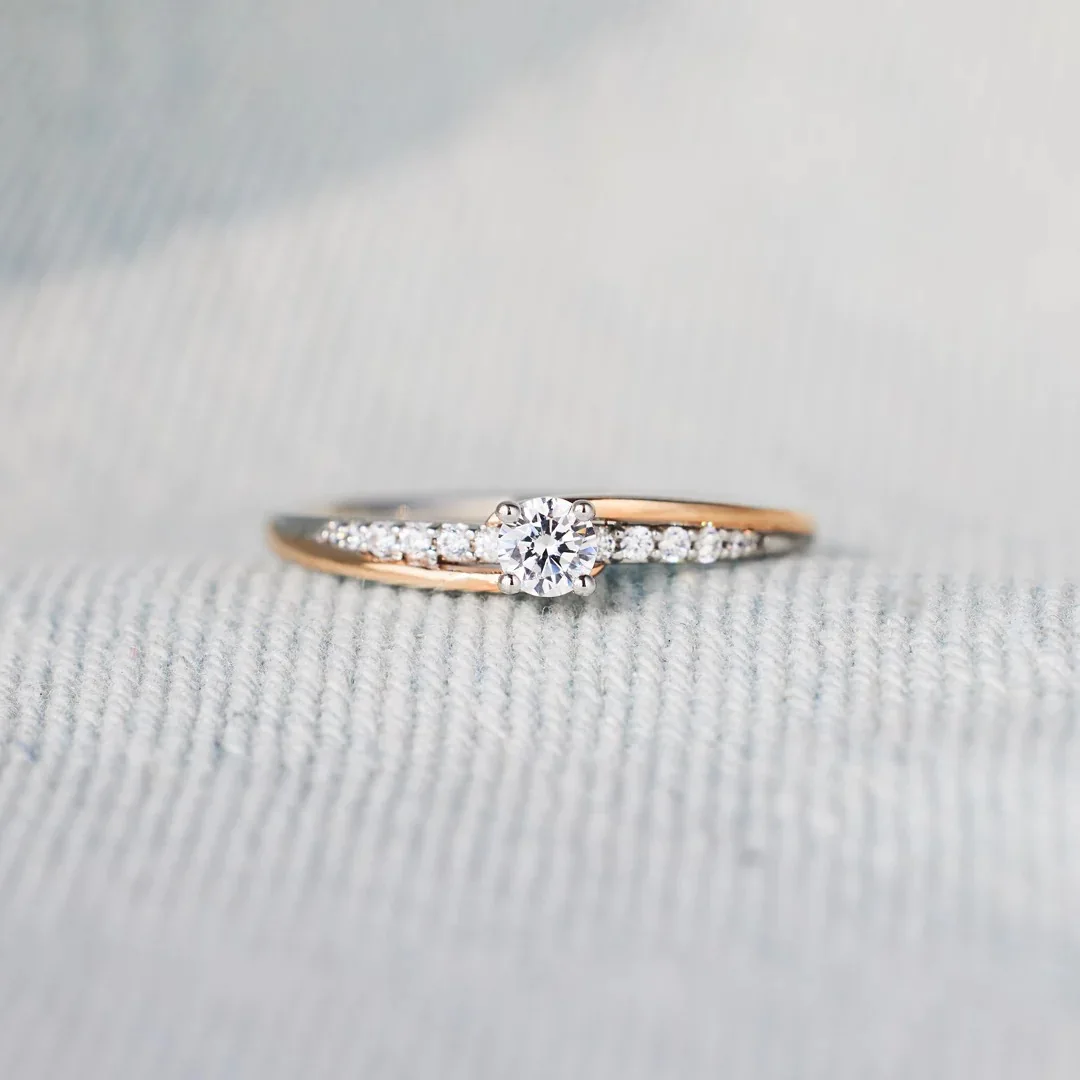 S925 Pure Silver Two Row Diamond Electroplated Color Coded Ring for Women, Simple and Fashionable Ins European and American Style Food Ring