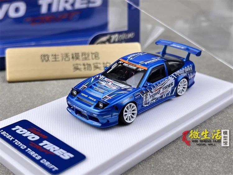 Cor Azul Diecast Modelo de Carro Micro Turbo, 1:64, 180SX TOYO, Coleção Presente, 2024