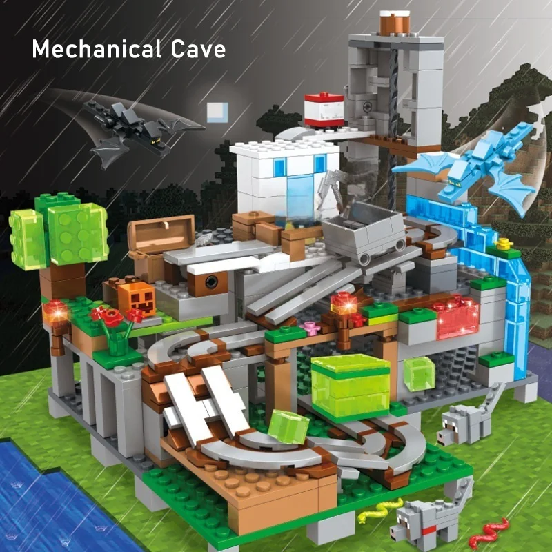 600+ピース 山洞窟農場村 組み立てブロック パズル 知育玩具 クリスマスギフトに