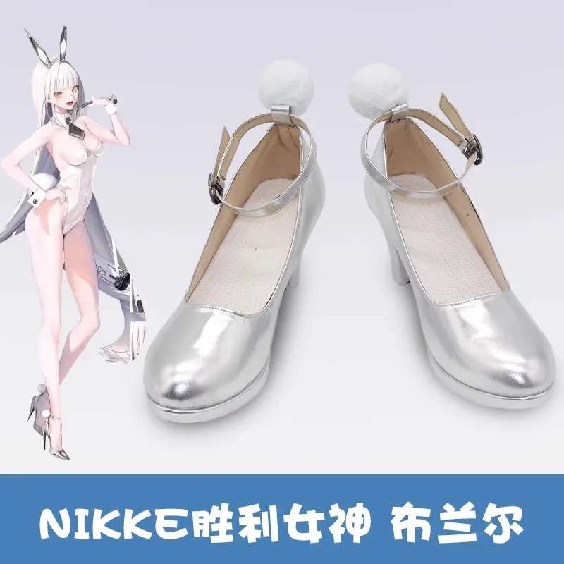 Game NIKKE The Goddess of Victory Blanc White Bunny Girl Cosplay Shoes Boots High Heel Halloween Carnival Party Shoe Custom Made