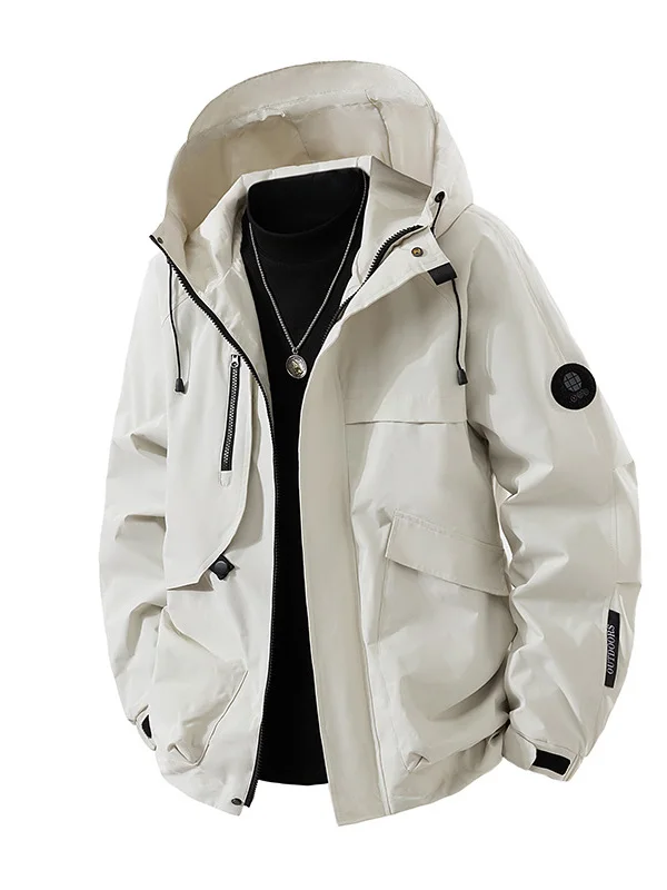

Early Autumn Casual Men's Waterproof Windproof Jaet Outdoor Hiking Loose Workwear Coat Tee-Proof Mountain System Trendy