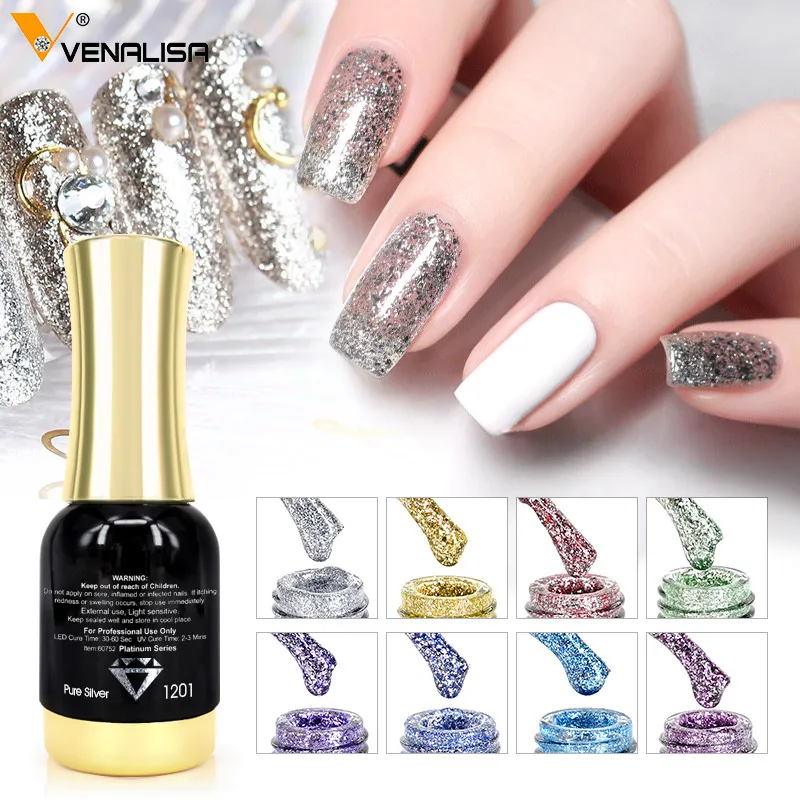 12pcs*12ml Venalisa New Platinum Gel Kit Super Shining Effect Nail Gel Soak off UV&LED Gel Polish Bling Color Gel Nail Polish