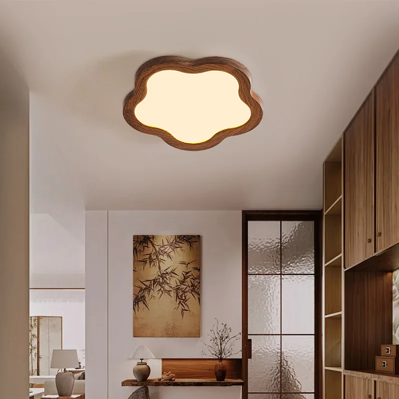 Medieval Retro Metal Imitation Wood Grain Pendant Lights Modern Minimalist Ceiling Lamps Living Room Restaurant Bedroom Fixture