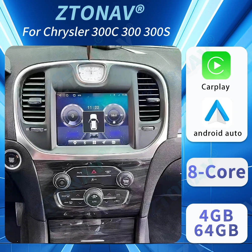 Автомобильная мультимедийная стереосистема Carplay Android для Chrysler 300C 300 300S 2011-2023 гг., автомобильный радиоприемник с экраном, навигация, GPS, авто головное устройство