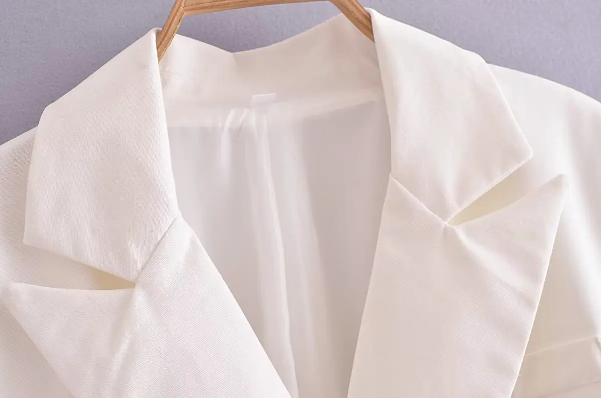 Withered French Fashion Ladies Vintage Double Breasted Linen Blazer Party Casual Straight Leg Trousers Suits Women