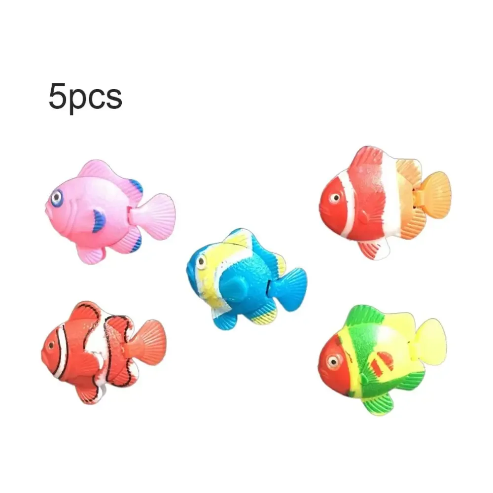 5pcs Decorative Artificial Clownfish Plastic Random Color Floating Fishes Simulation Simulation Ocean Tropical Fish Aquarium