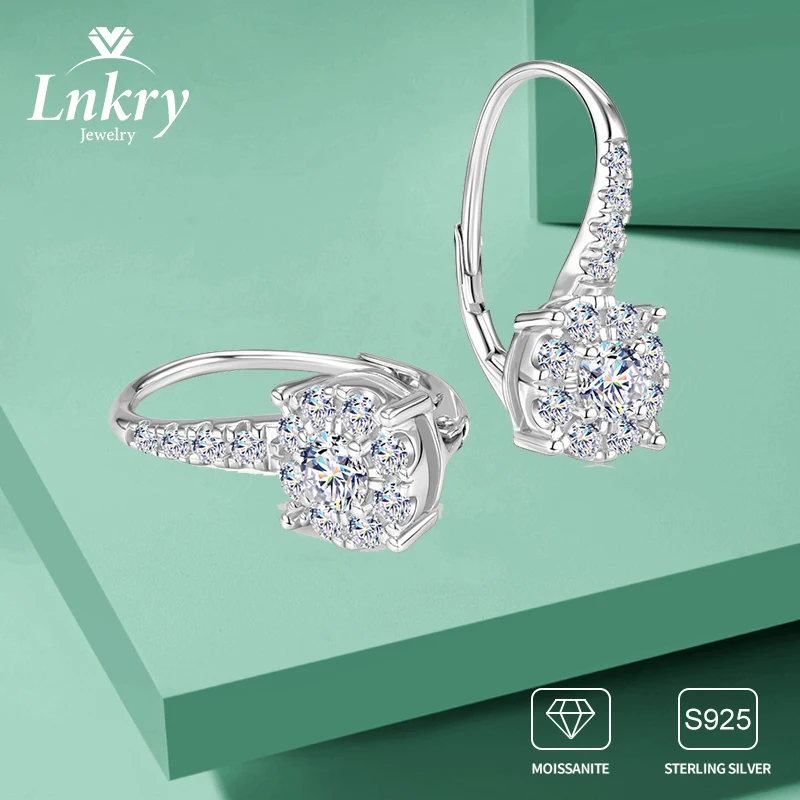 

Lnkry Certified Moissanite Halo Earrings For Women Oorbellen Zilver 925 Sterling Silver Hoop Earring Wedding Jewelry Gift