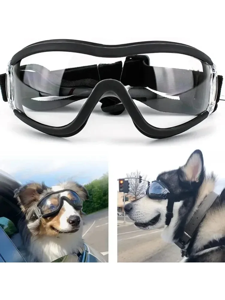 Hunde-Sonnenbrille Hundebrille mit Verstellbarem Riemen für Reisen, Skifahren und Beschlagfreie Schneebrille Haustierbrille für Mittelgroße und Große Hunde