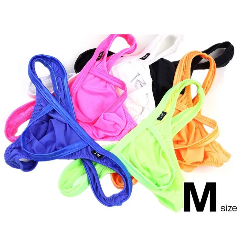 

Men's thong high elastic ice silk fabric U convex sac bag sexy men's T pants breathable U ring men's single thong g string