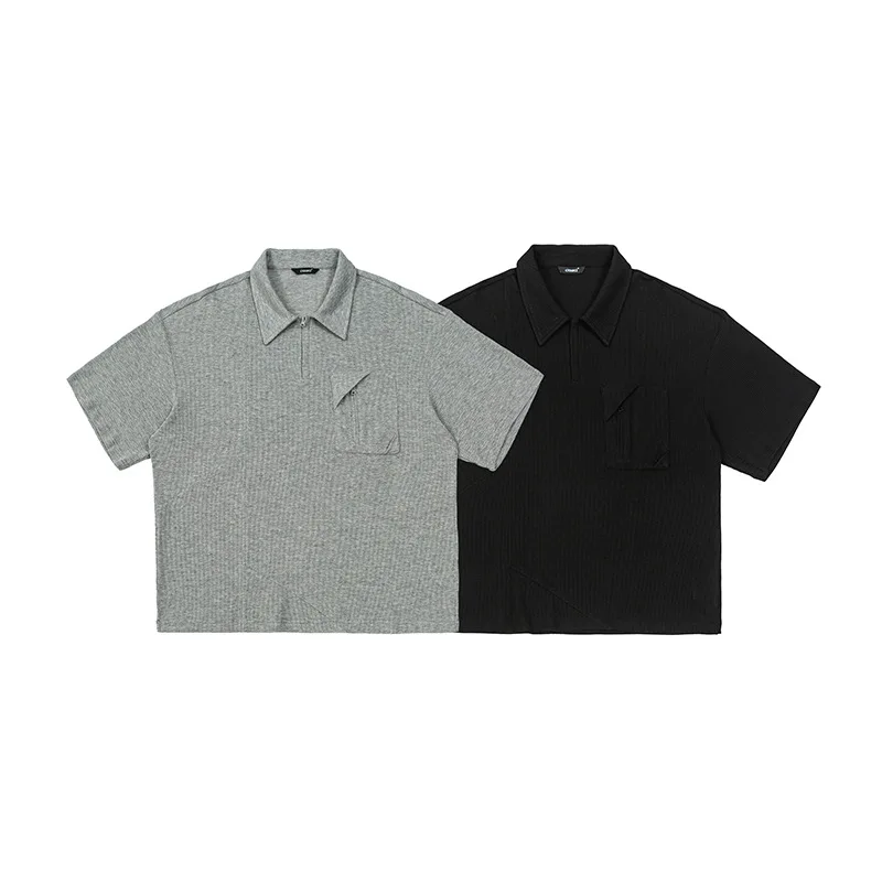 

MAQVOB Top Quality EU US Size Summer Men Outfit Solid Color Turn-down Collar Waffle Polo Vintage Unisex Short Sleeve Polo Shirt