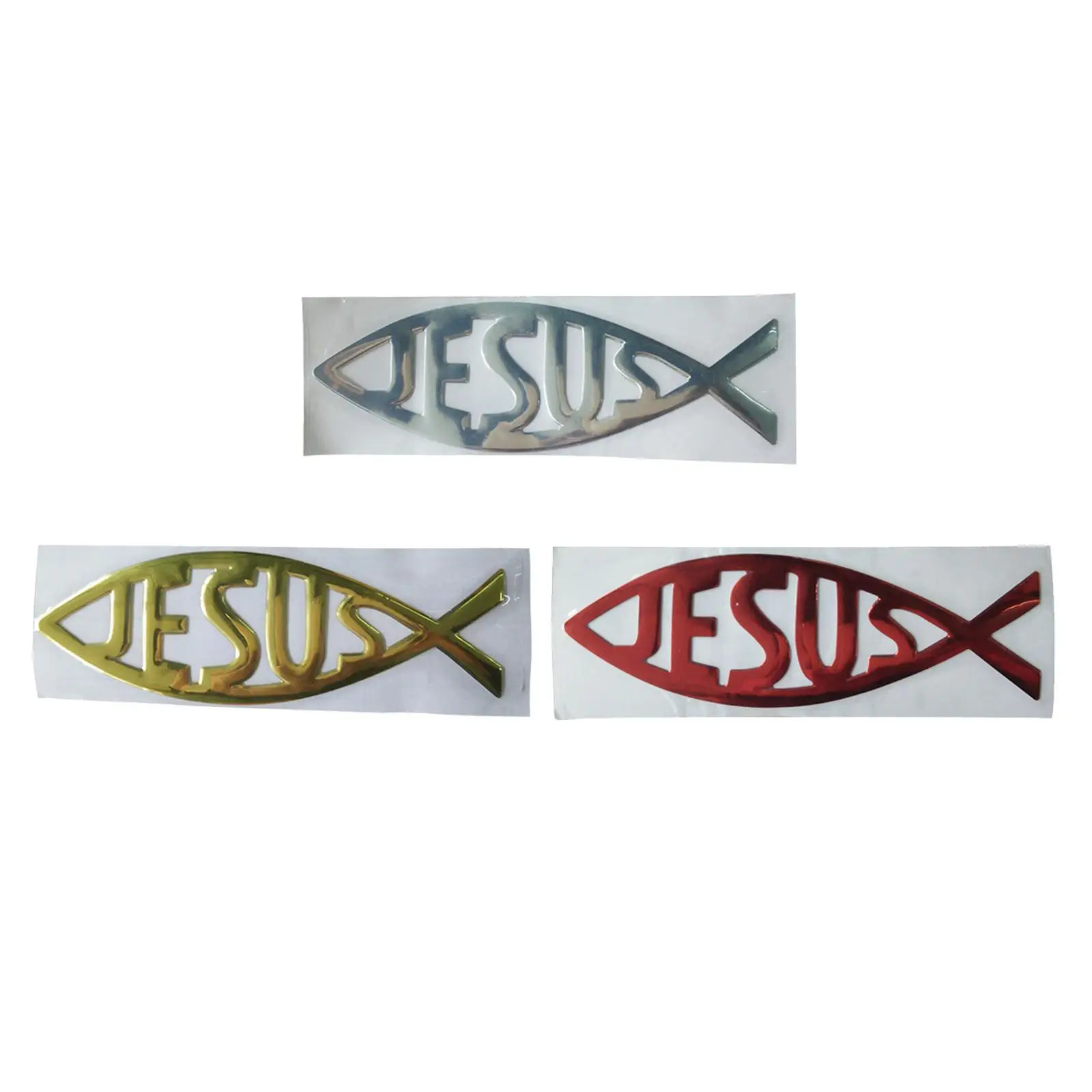 3D Auto Truck Car Jesus Fish Brushed Chrome Decal Sticker Waterproof