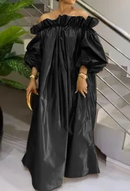 2025 otoño nuevo un hombro satén Sheen Slim Fit vestido de noche largo mujeres marrón estilo elegante