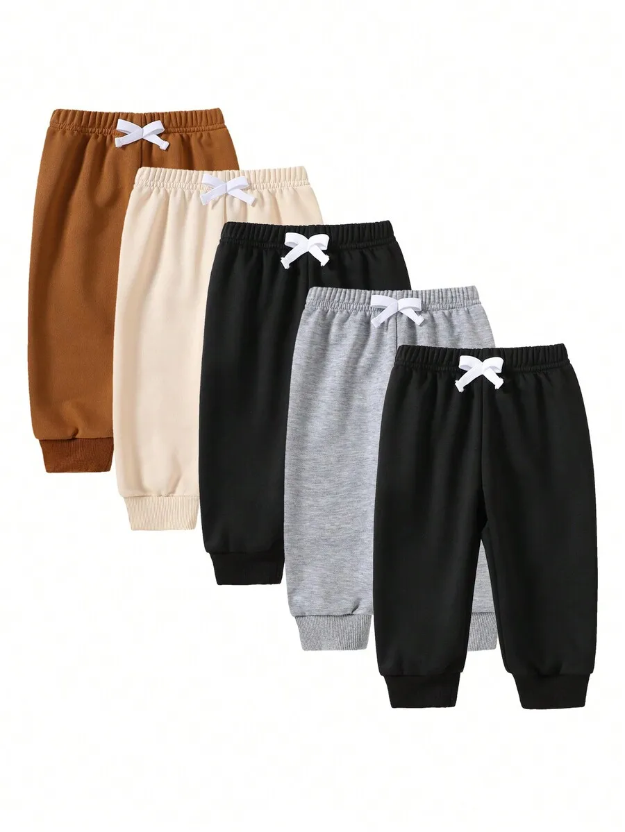 

5-Pack Kids Casual Jogger Pants with Bow Detail, Soft Knit, Autumn Winter