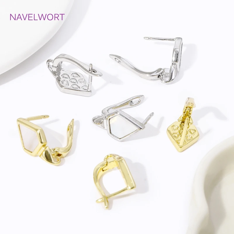 DIY Kreative Verschluss Earwire 18K Gold Überzogene Zirkon Ohrring Haken Verschlüsse Natur Shell Ohrring Verschlüsse Zubehör Großhandel – Detail 22