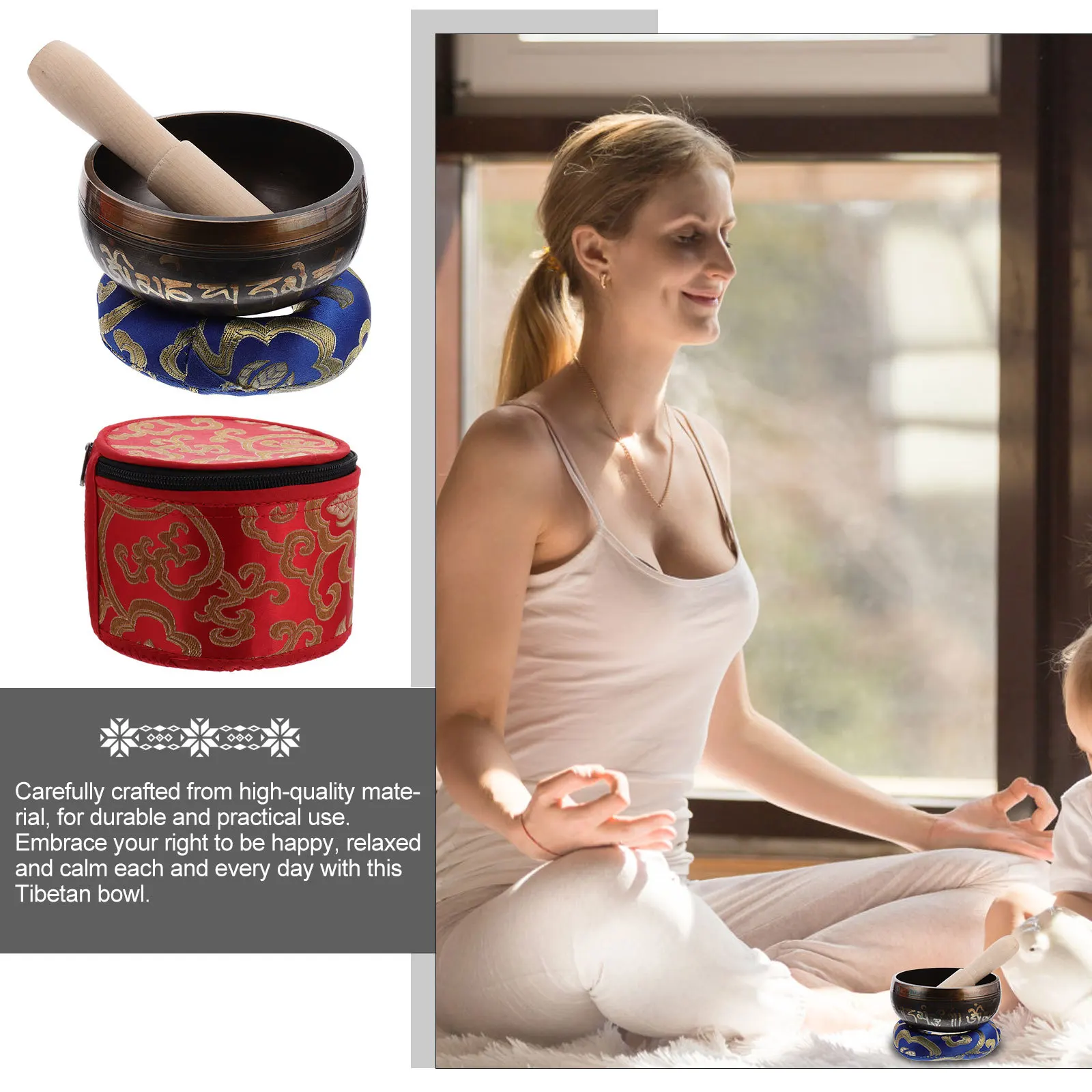 

1 Set Tibetan Singing Bowl Kit Handmade Meditation Sound Bowl For Healing Relaxation Home Decor Yoga Instrument Accessories