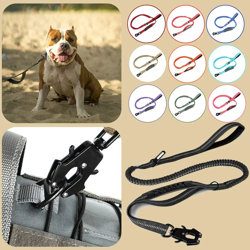 Heavy Duty Bungee Dog Leash Shock Absorbing with Car Seatbelt Reflective Pet Leashes Quick Release for Large Dogs