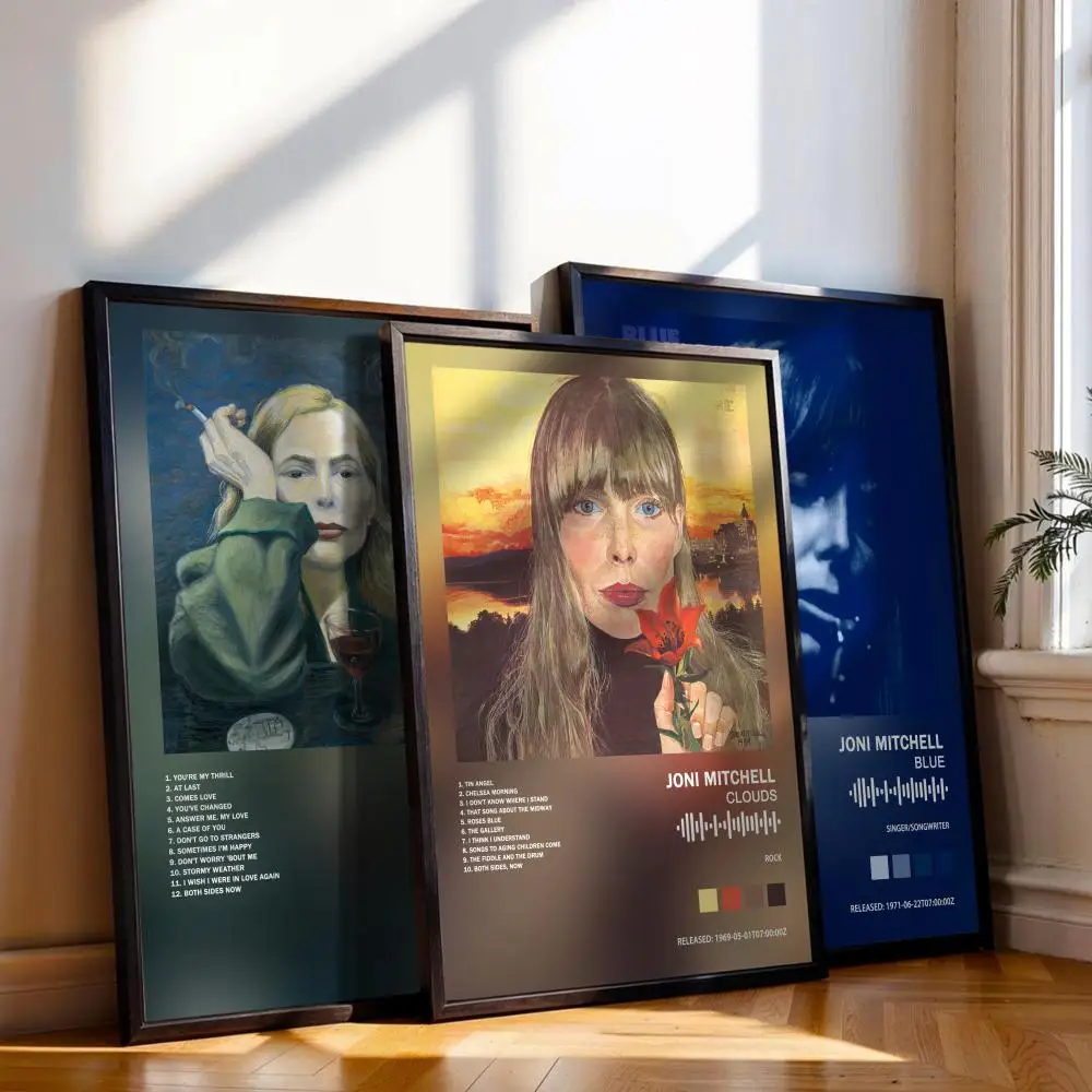 Joni Mitchell Poster Capa de álbum de música para sala Pintura em tela Impressão Arte Decoração de parede de casa Imagem presente