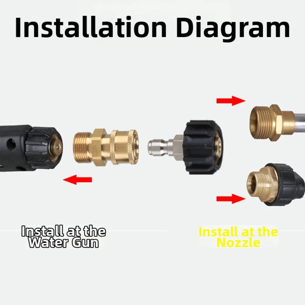 Lavadora de alta pressão m22, encaixe de conexão rápida, adaptador giratório de 14mm, 5000psi, conector de mangueira de lavadora de pressão para ferramentas de limpeza de carro