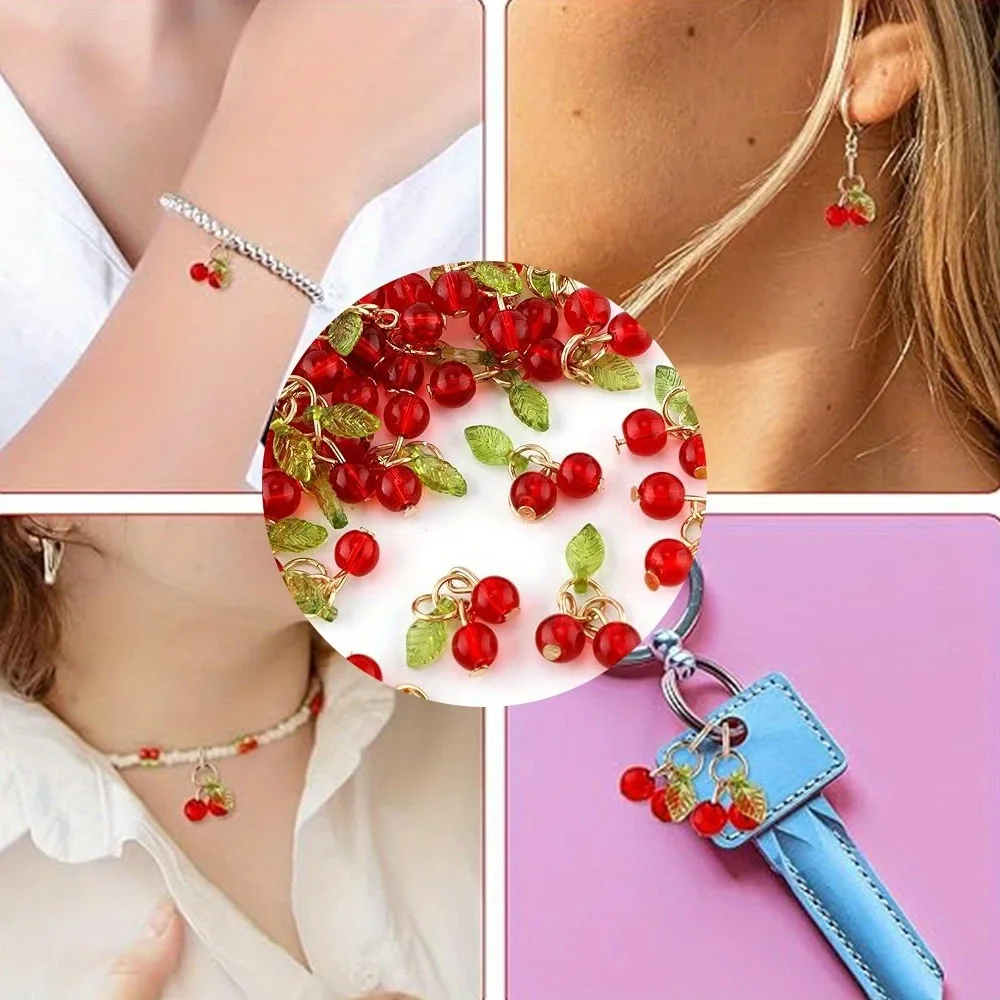 5/10/20pcs Red Cherry Shaped Pendant Can Be Used for DIY Bracelets, Necklaces, Earrings, Vacation, Decorative Accessories