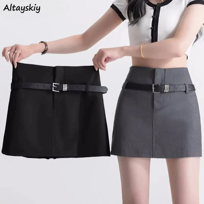 Chic Belt Mini Bud Skirts Women Fashion Solid Simple Leisure Sexy Slim Sweet Young Popular Streetwear Girls All-match Ins New BF