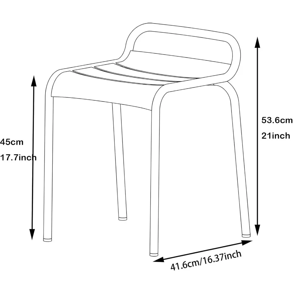 Juego de 2 sillas de Patio modernas de 21 pulgadas de altura, silla de comedor de cocina de Metal con respaldo bajo para interiores y exteriores, sentado apilable