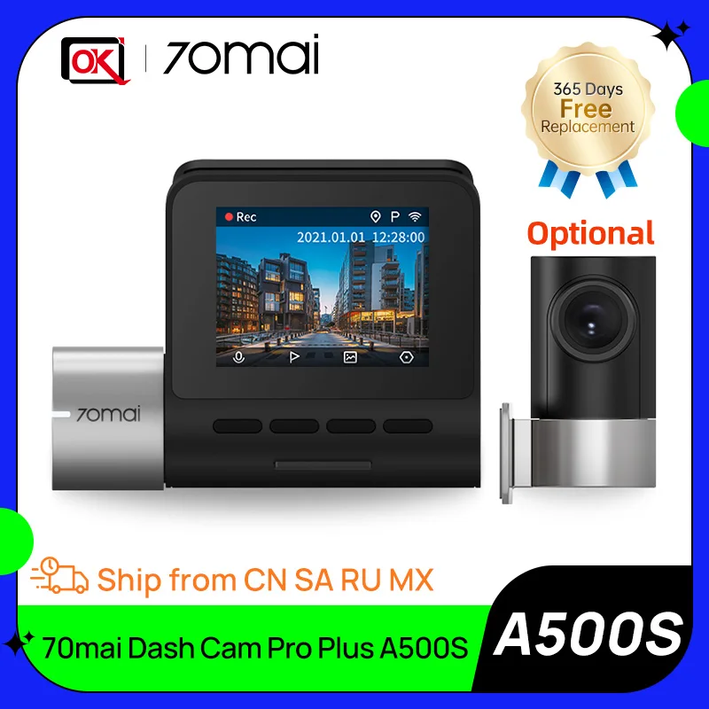 70mai Dash Cam Pro Plus A500S Built-in GPS ADAS,wifi Car DVR 1944PHD Recoeding Support Rear Cam 24H Parking Monitor,Night Vision