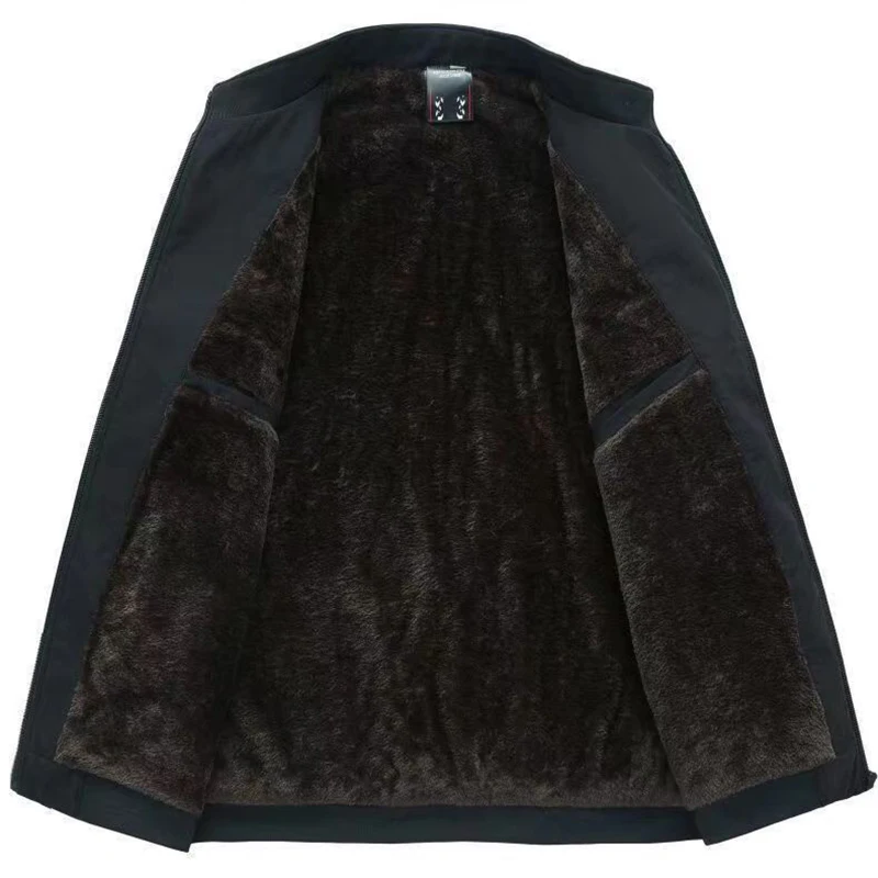 الرجال الحرارية الدافئة جواكت شتوية عادية الصوف بطانة معاطف يندبروف سترة الأعمال عادية سميكة الدافئة في الهواء الطلق المشي ملابس خارجية #5