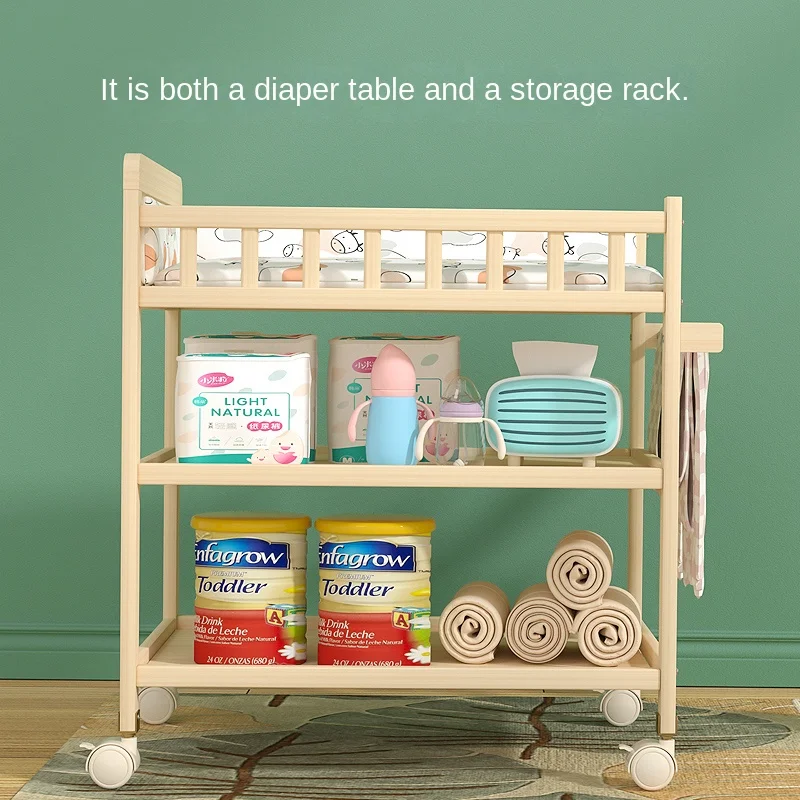 Yy Solid Wood Diaper Changing Table Baby Care Desk Bath Integrated Multifunctional Storage