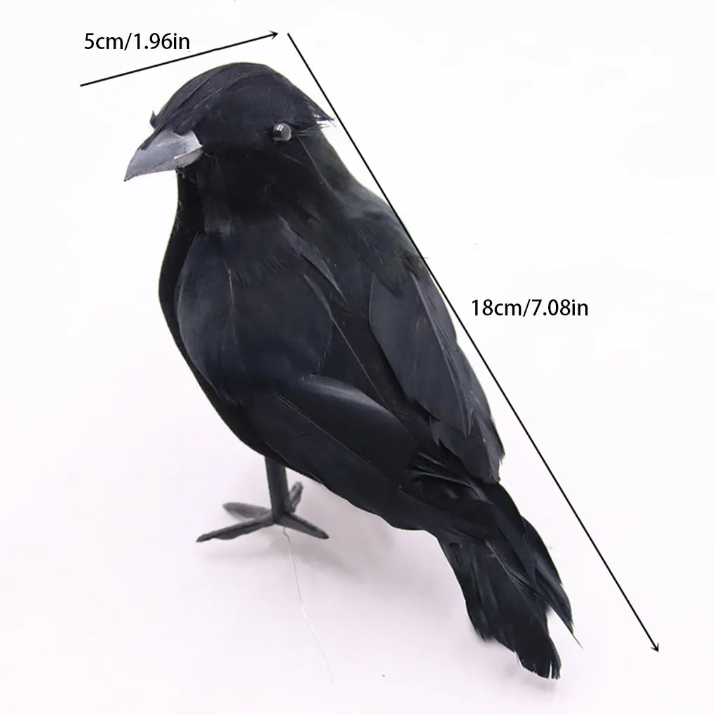 6PCS/Set Halloween Ornament Faux Black Feathered Crows For Home And Garden Deco Simulated Black Crow
