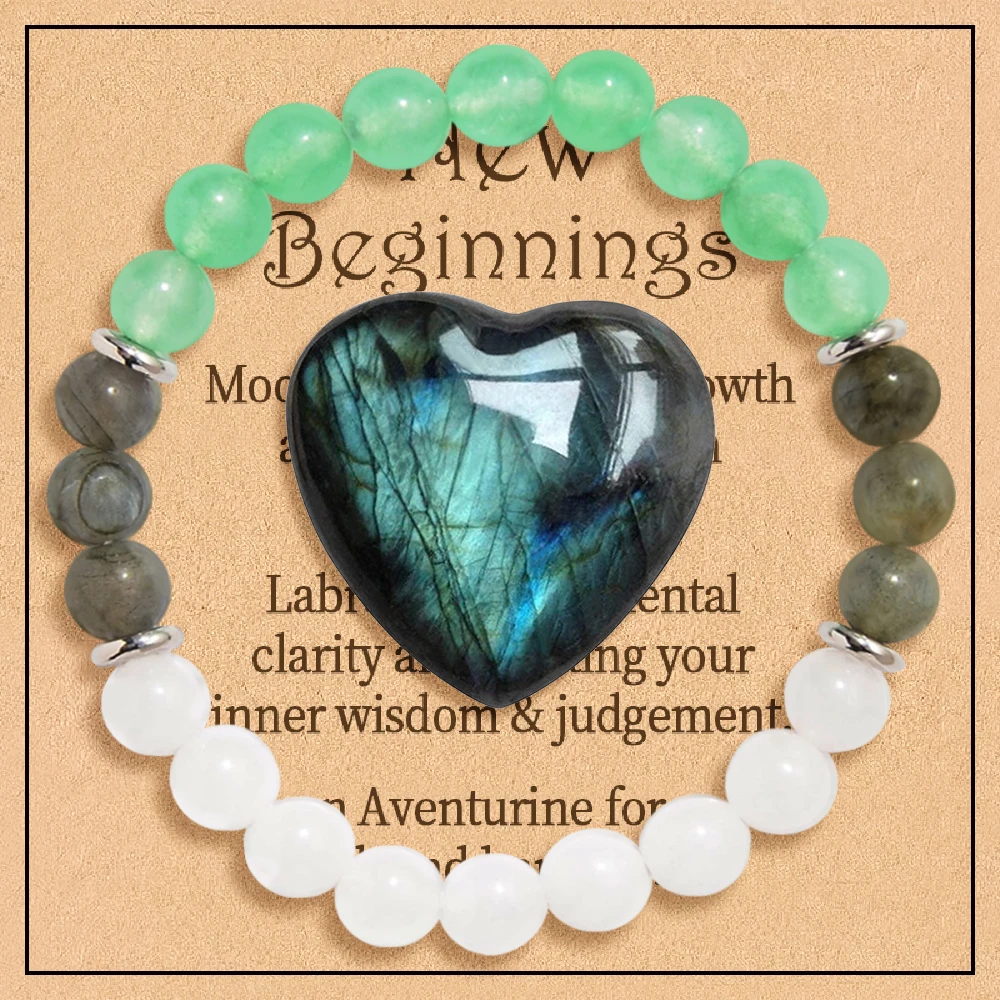 2PCS New Start Crystal Jewelry Set: Empowering Inner Growth, Clear Thinking, Handmade Women's Healing Gem Set