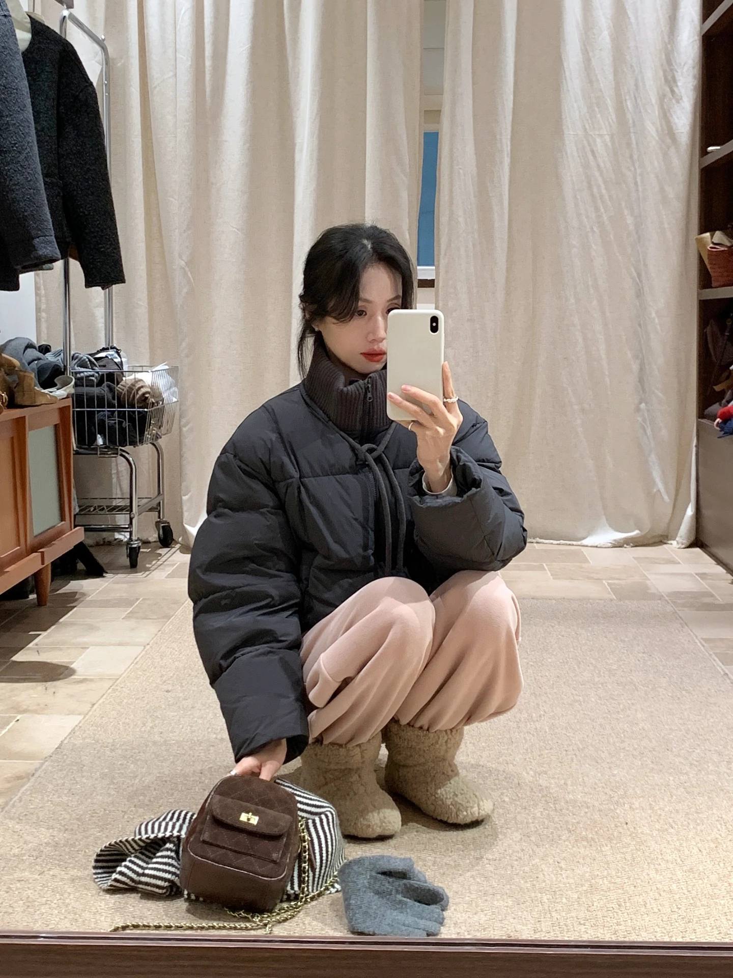 

BRIVIN Корейская женская утепленная пуховая куртка с воротником-стойкой, короткая, однотонная, с длинными рукавами