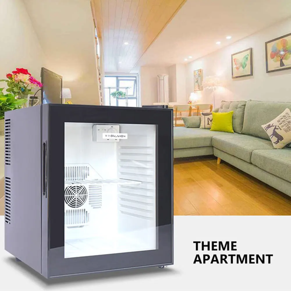 220V 30L Hotel Room Small Refrigerator Mini Transparent Freestanding Display Freezer Mute Mini Fridge 6-18 Celsius