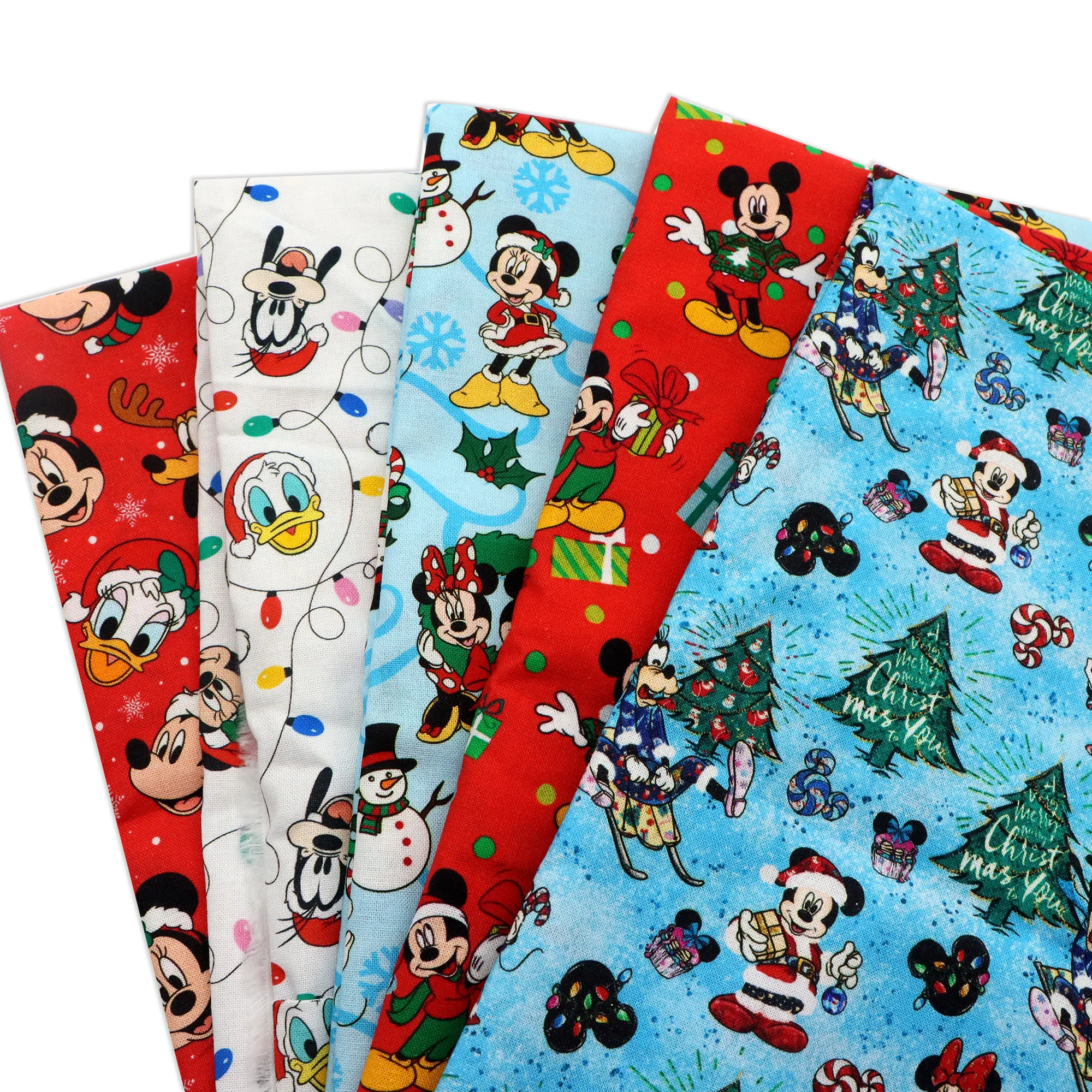 

Pre-cut 1Pc Disney Merry Christmas Themed Quilting Fabric, 57x19.68inch Pre-cut 100% Cotton Craft Fabric Materials